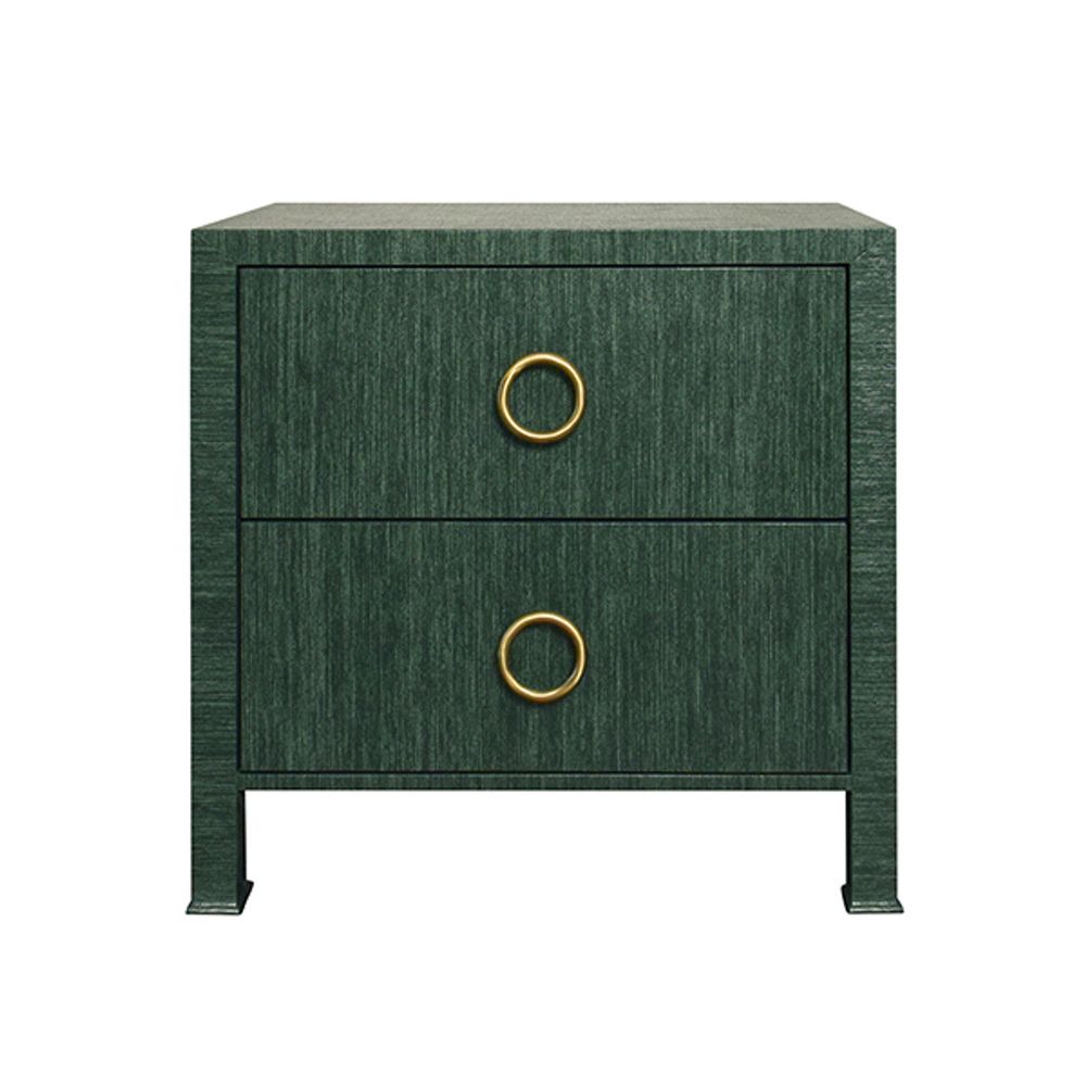 Dressers & Chests Edelman Two Drawer Side Table In Dyed Green Grasscloth