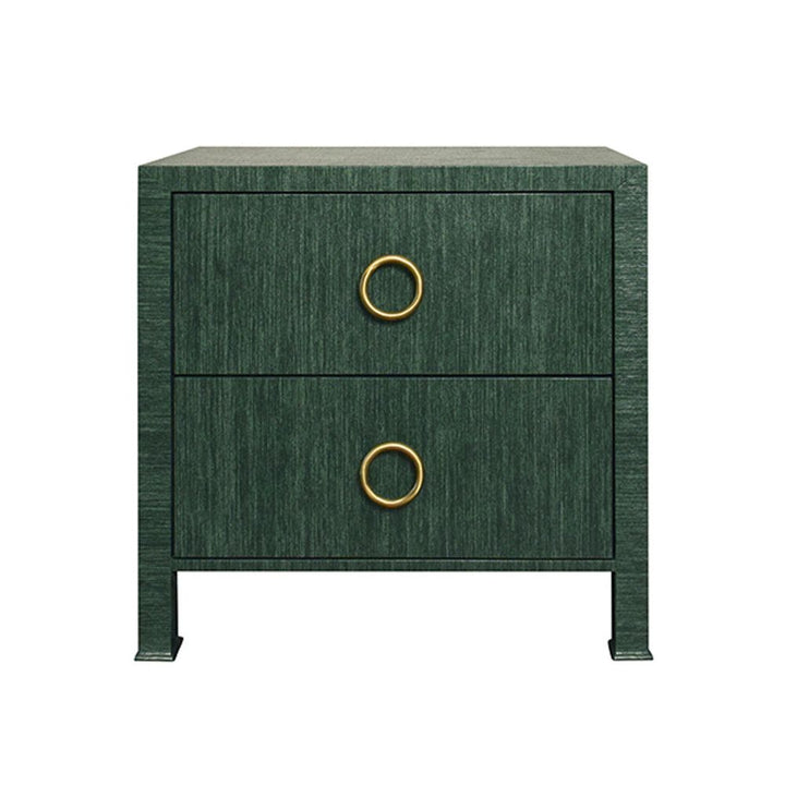 Dressers & Chests Edelman Two Drawer Side Table In Dyed Green Grasscloth