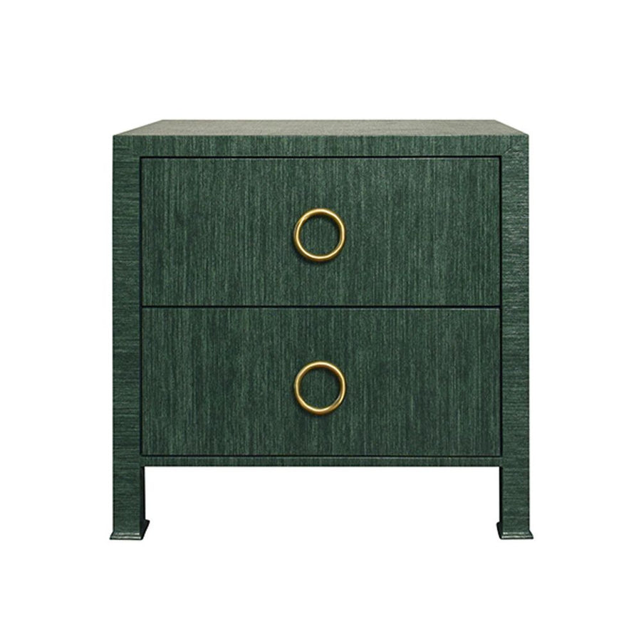 Dressers & Chests Edelman Two Drawer Side Table In Dyed Green Grasscloth