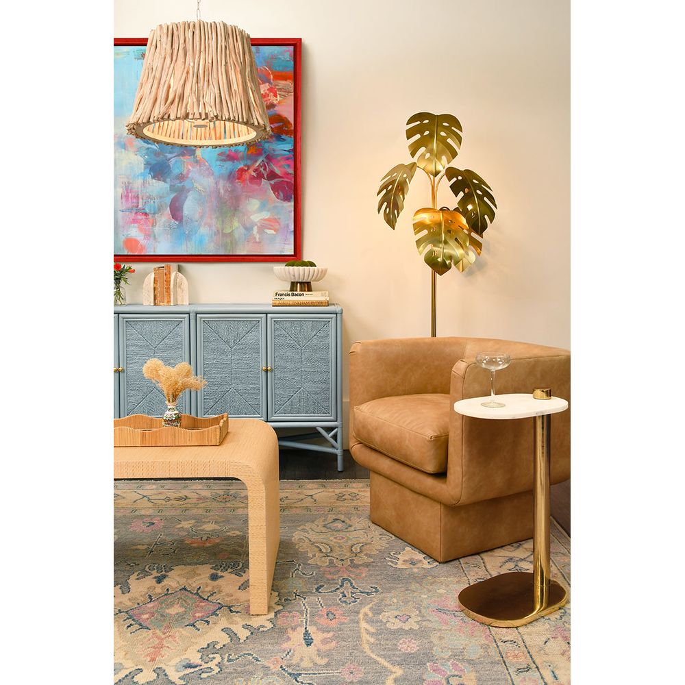 Eleanor Rattan Four Door Cabinet With Rope Front Doors In Painted Light Blue