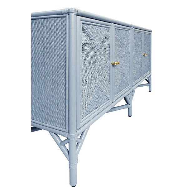Sideboards & Credenzas Eleanor Rattan Four Door Cabinet With Rope Front Doors In Painted Light Blue