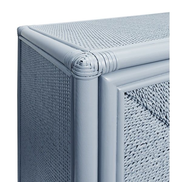 Eleanor Rattan Four Door Cabinet With Rope Front Doors In Painted Light Blue