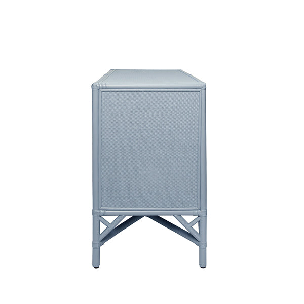 Eleanor Rattan Four Door Cabinet With Rope Front Doors In Painted Light Blue