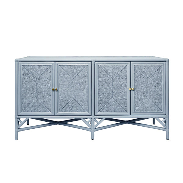 Sideboards & Credenzas Eleanor Rattan Four Door Cabinet With Rope Front Doors In Painted Light Blue