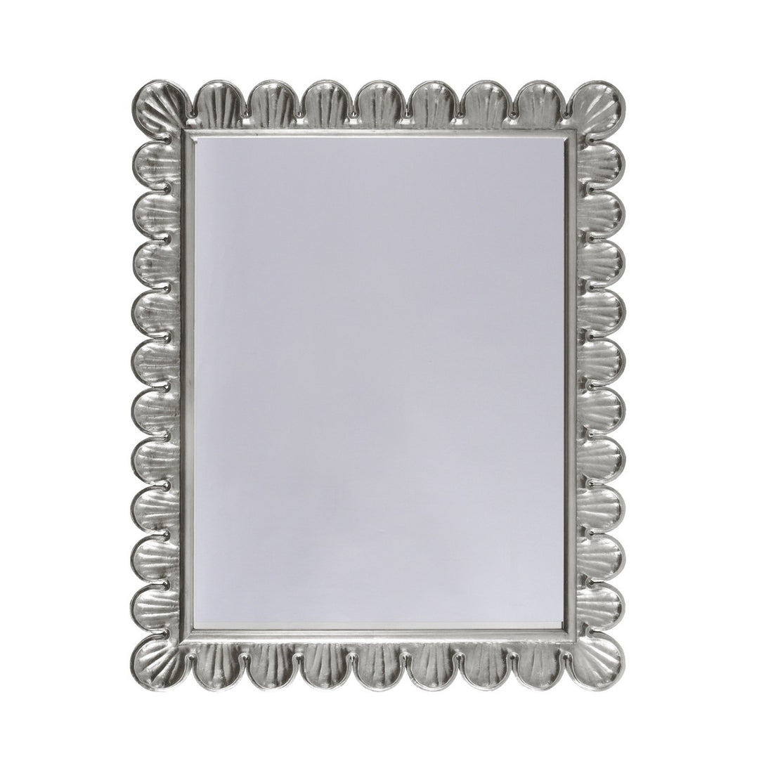 Eliza - Silver Leaf Fram Mirror With Hand Carved Scalooped Edged Fram.