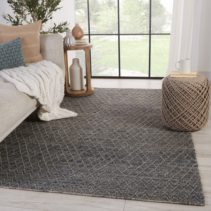 Jaipur Living Morse Natural Geometric Gray/ Dark Blue Area Rug (9'X12')