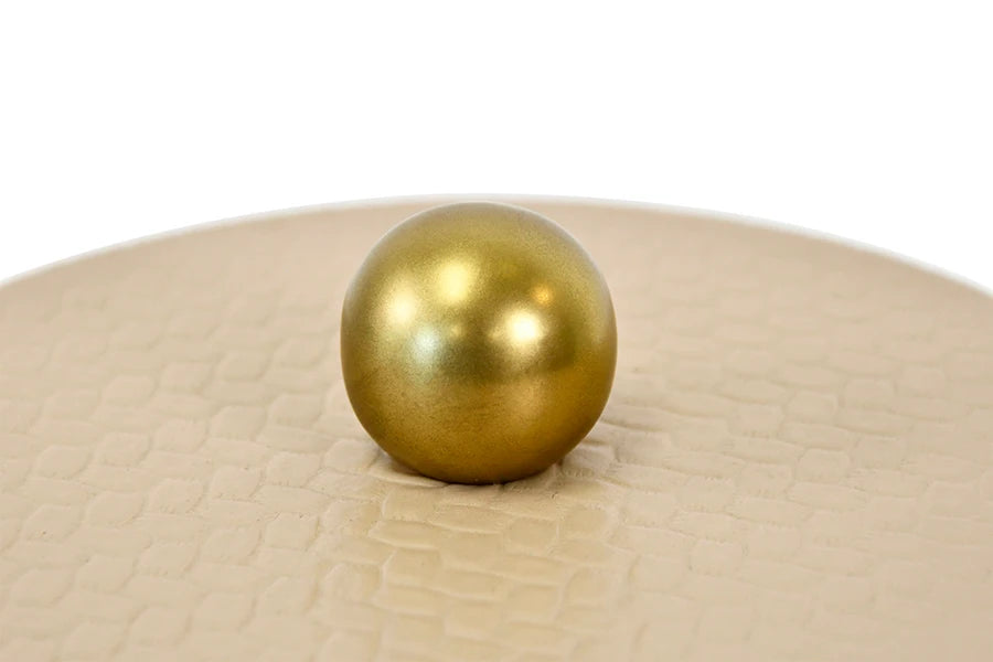 Emma Round Ivory Faux Leather Container