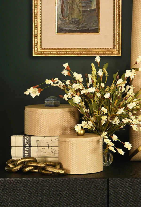 Holly Round Ivory Faux Leather