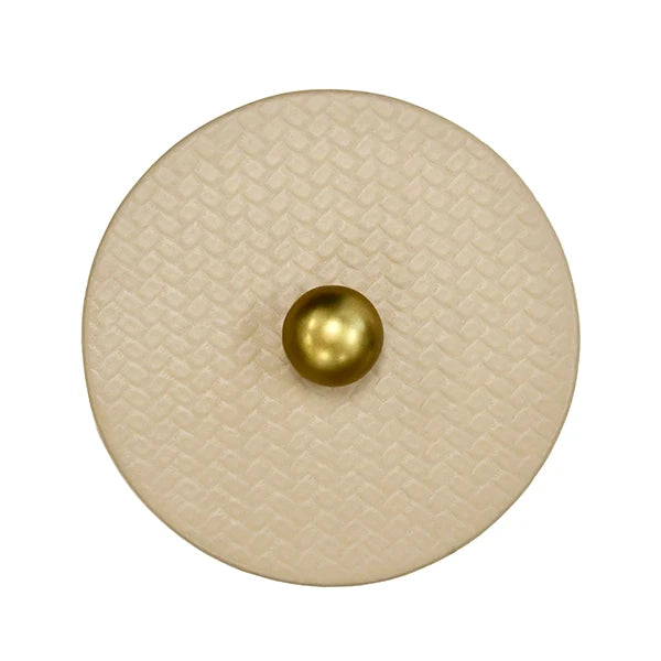 Emma Round Ivory Faux Leather Container