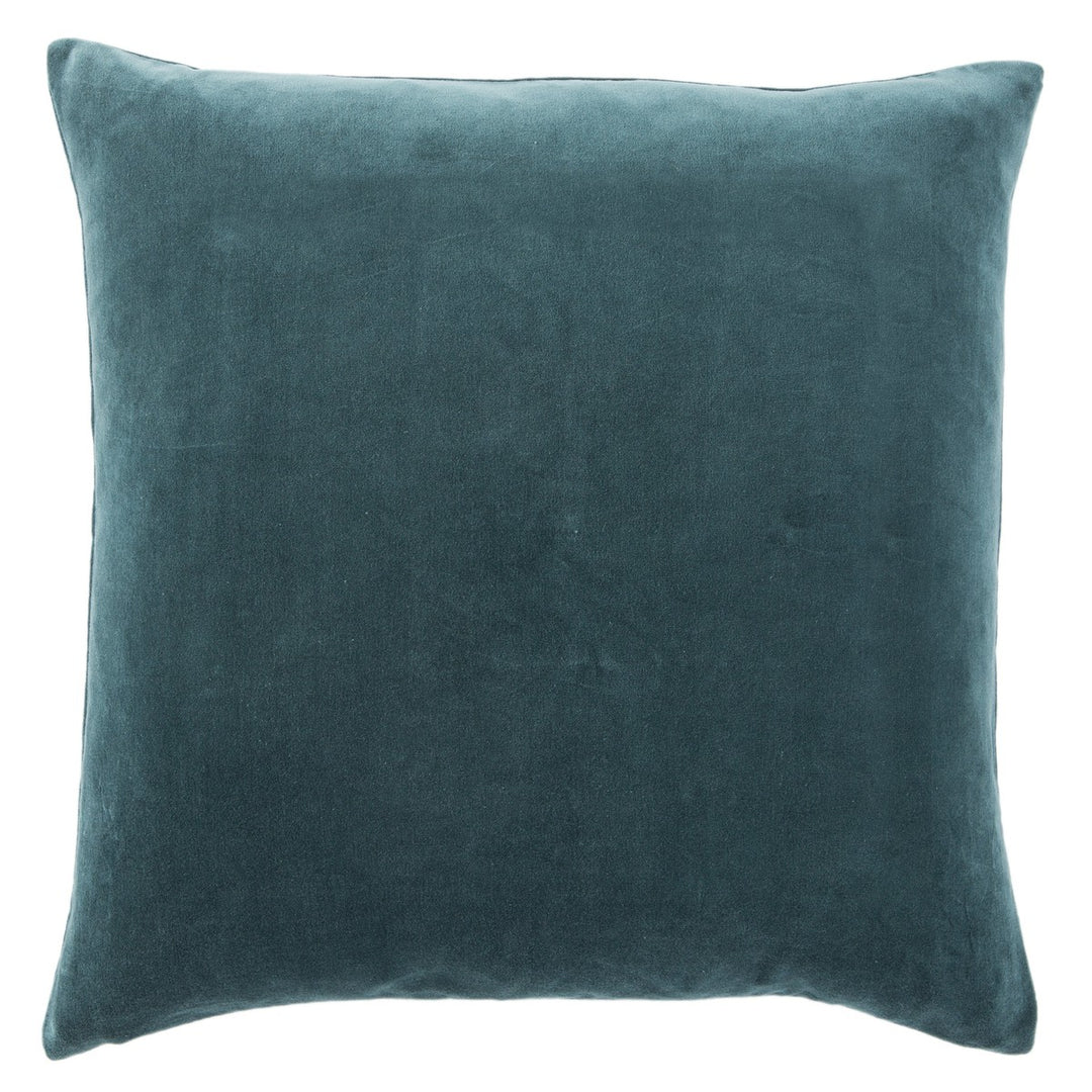 Jaipur Living Hendrix Bordered Teal/ Cream Down Pillow (22" Square)