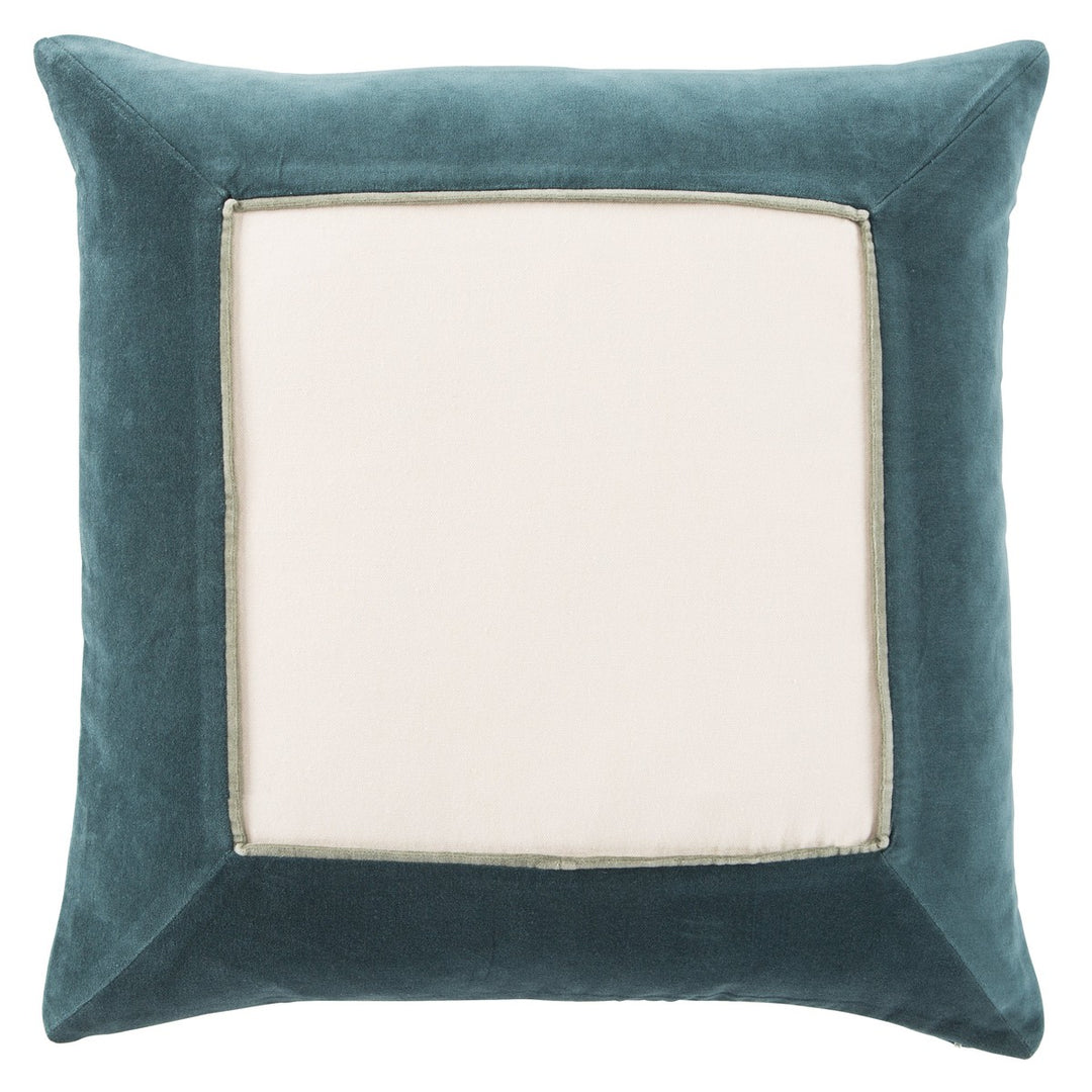 Jaipur Living Hendrix Bordered Teal/ Cream Pillow Cover (22" Square)