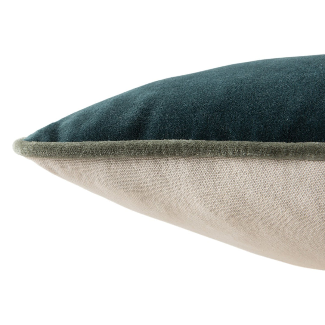 Jaipur Living Lyla Solid Teal/ Cream Poly Fill Pillow (13"X21" Lumbar)