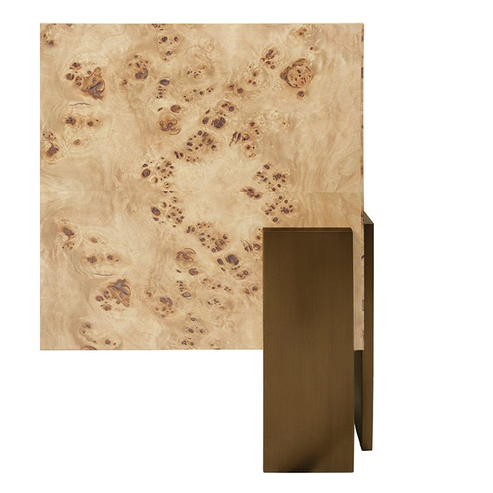 Coffee Tables Square Chunk Coffee Table With Antique Brass Leg Brackets In Burl Wood