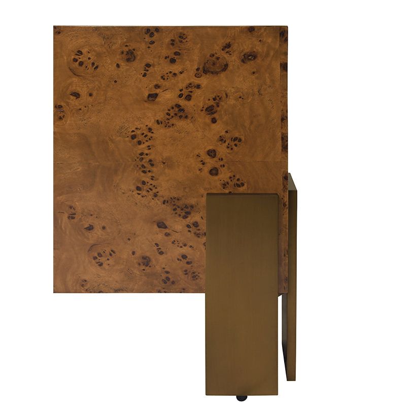 Coffee Tables Square Chunk Coffee Table With Antique Brass Leg Brackets In Dark Burl Wood