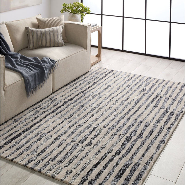 Nikki Chu by Jaipur Living Saville Handmade Abstract Cream / Slate Gray Area Rug (10'X14')