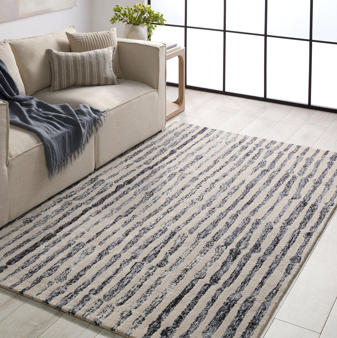 Nikki Chu by Jaipur Living Saville Handmade Abstract Cream / Slate Gray Area Rug (9'X12')