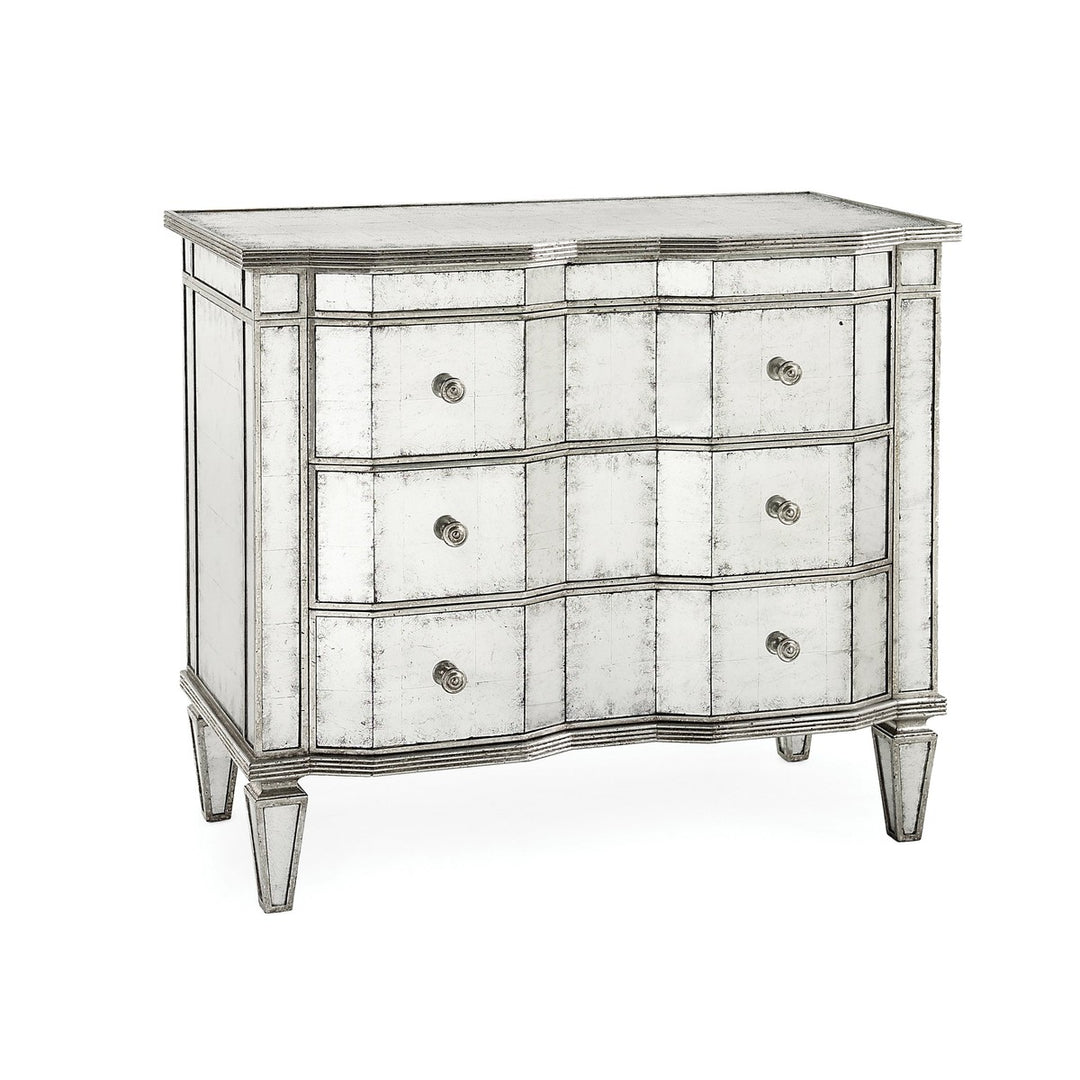 Astoria Three-Drawer Chest With Silver-Leaf Molding - Silver - Eglomise