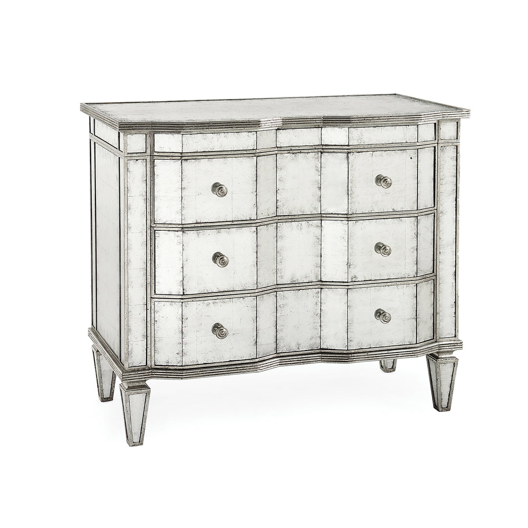 Opulent Three-Drawer Chest With Silver-Leaf Molding - Silver
