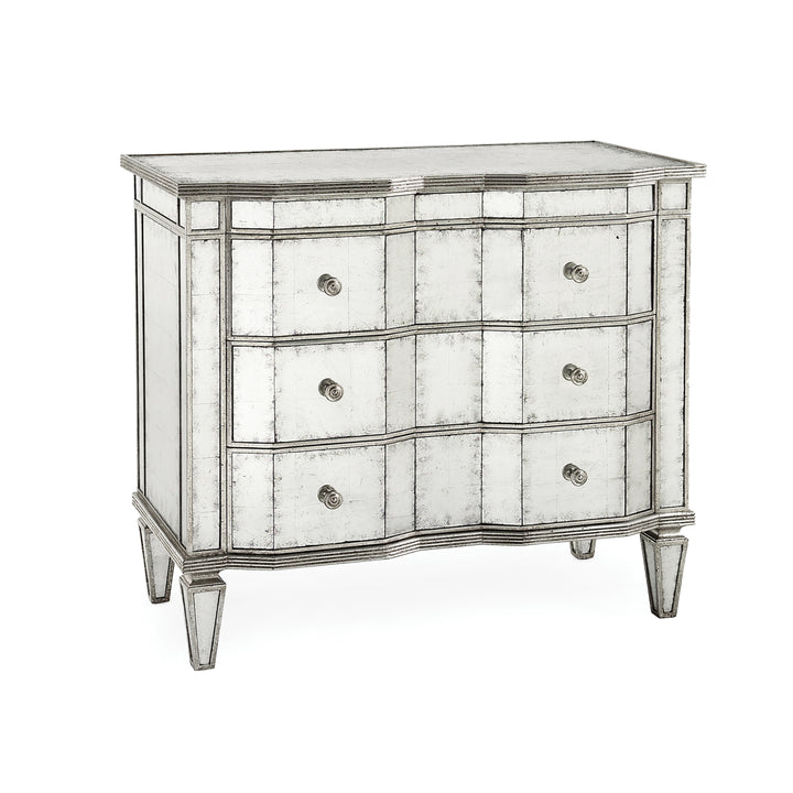 Opulent Three-Drawer Chest With Silver-Leaf Molding - Silver