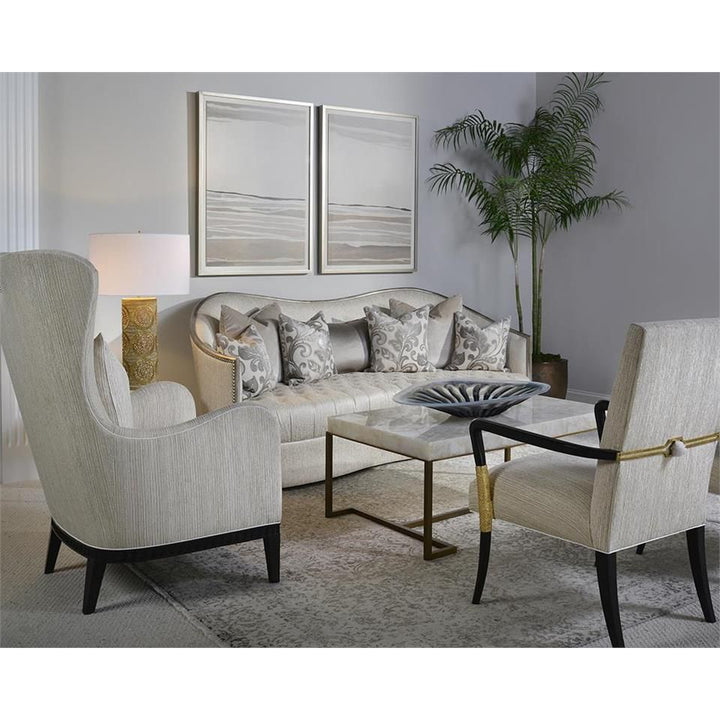 Rectangular Calcite Coffee Table - Brass