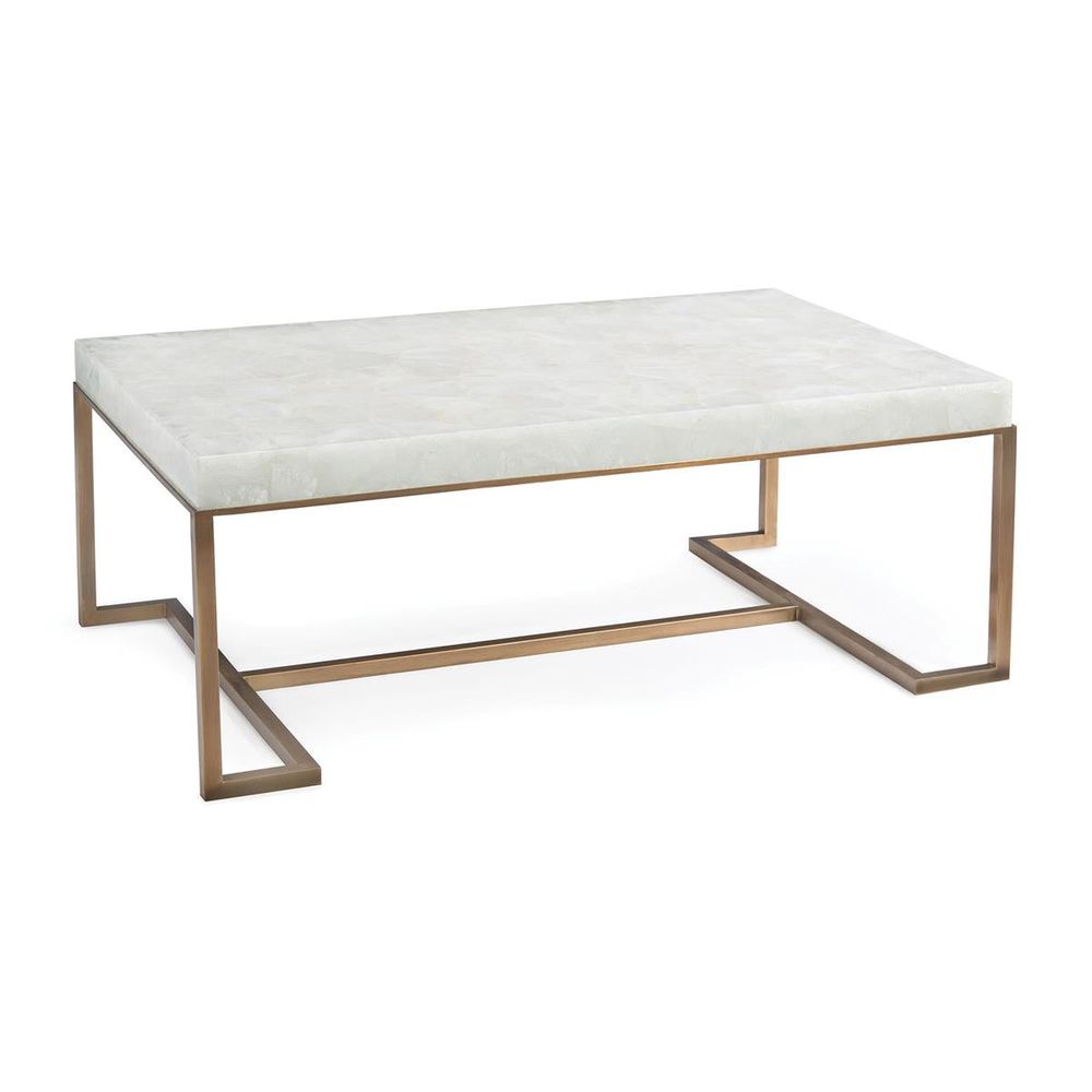 Coffee Tables Rectangular Calcite Coffee Table - Brass