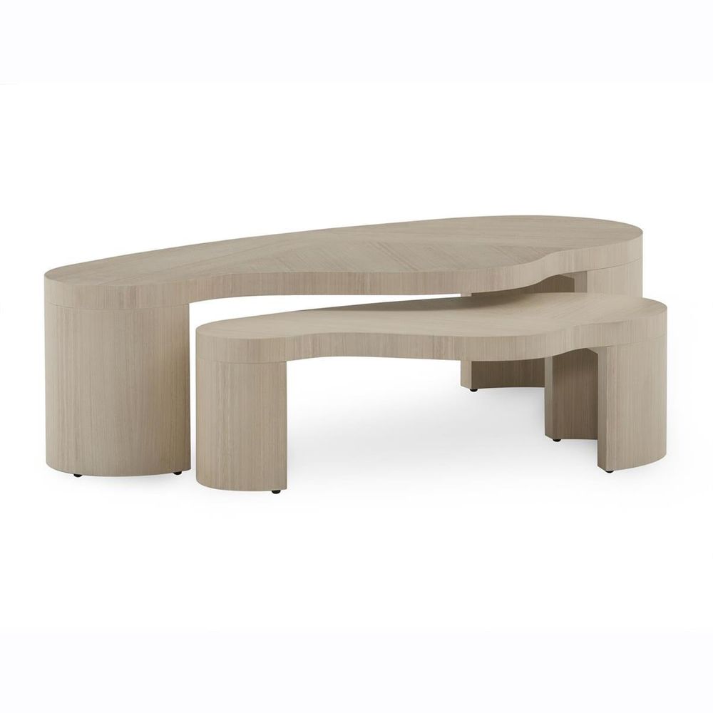 Coffee Tables White Washed Aero Cocktail Tables, Set Of Two