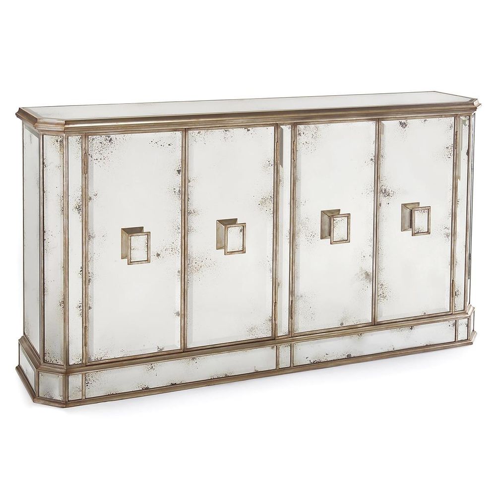 Sideboards & Credenzas Juno Foxed Mirror Credenza - White