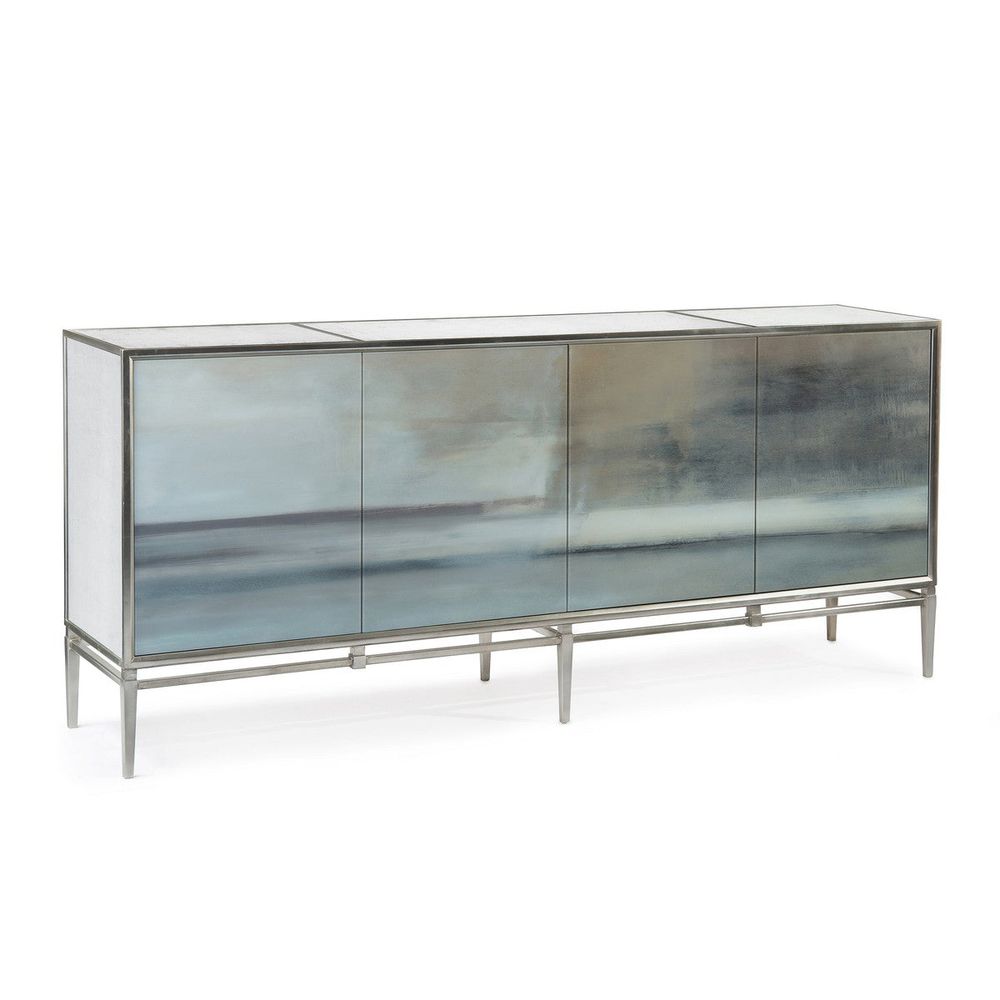 Sideboards & Credenzas Carol Benson-Cobb's Slated Four-Door Credenza - Silver