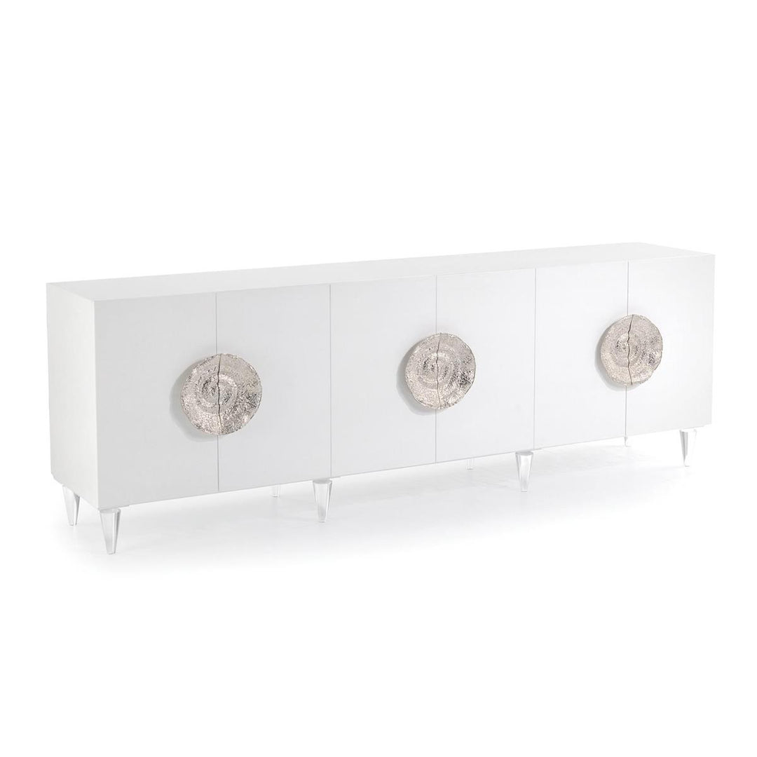 Trieste Six-Door Credenza - Silver,White