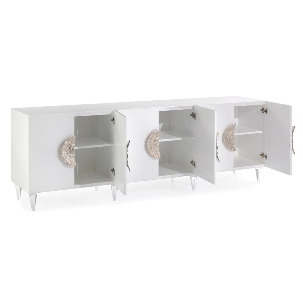 Sideboards & Credenzas Triesse Six-Door Credenza - Silver, White