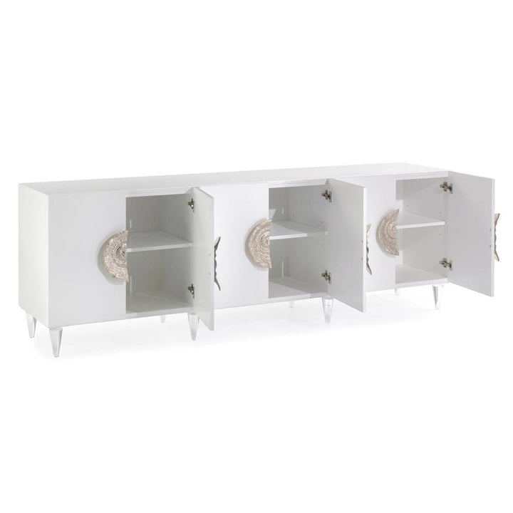 Sideboards & Credenzas Trieste Six-Door Credenza - Silver,White