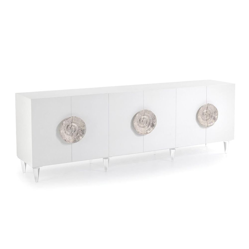 Sideboards & Credenzas Trieste Six-Door Credenza - Silver,White
