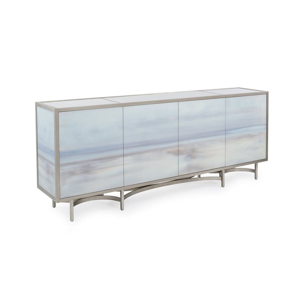 Sideboards & Credenzas Carol Benson-Cobb's Simpatico Four-Door Cabinet - White, Grey, Blue