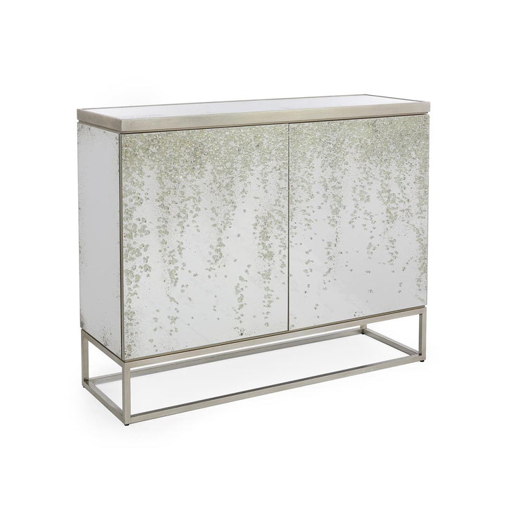 Leander Two-Door Cabinet - Off White,Silver