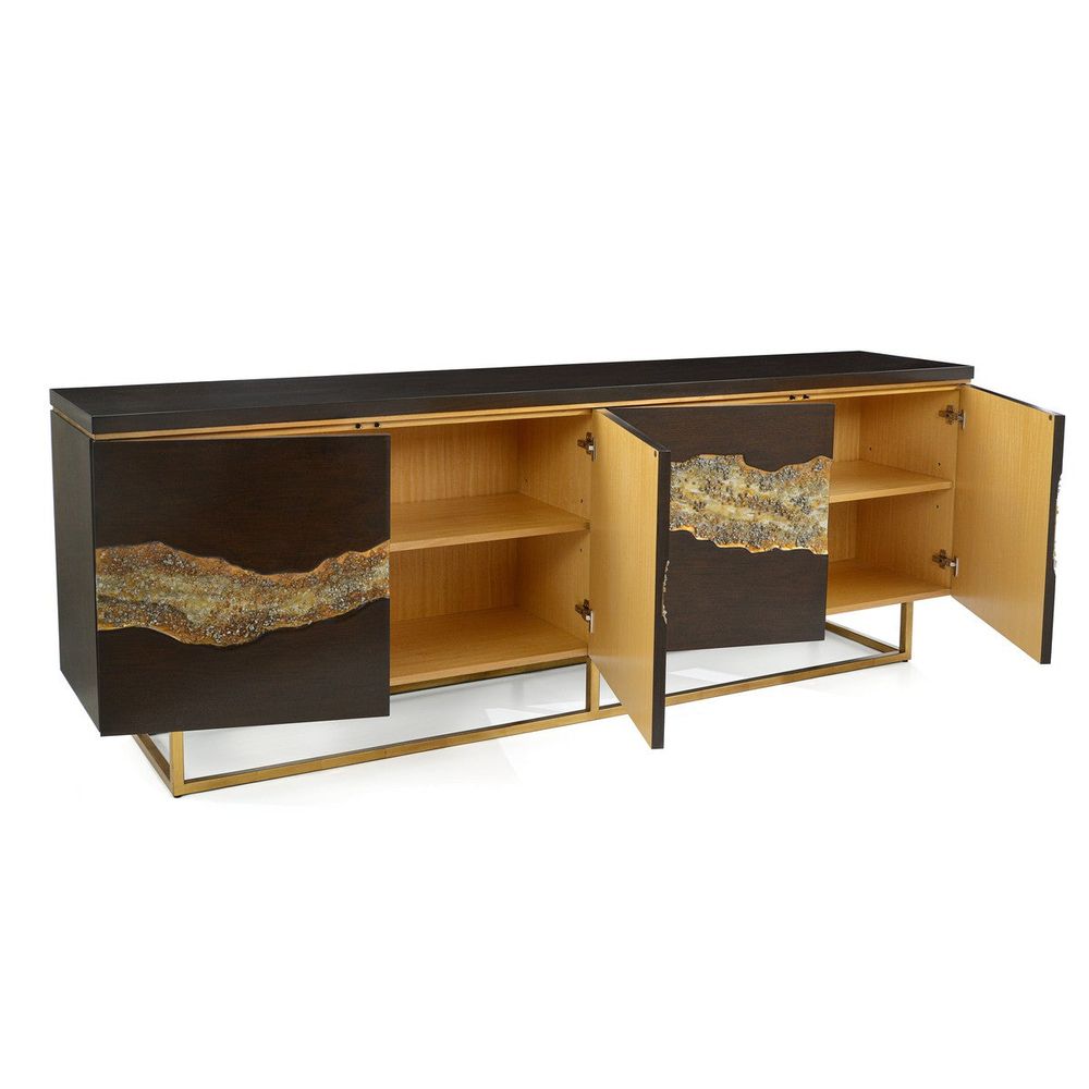 Sideboards & Credenzas Golden Valley Credenza - Brown, Gold, Silver