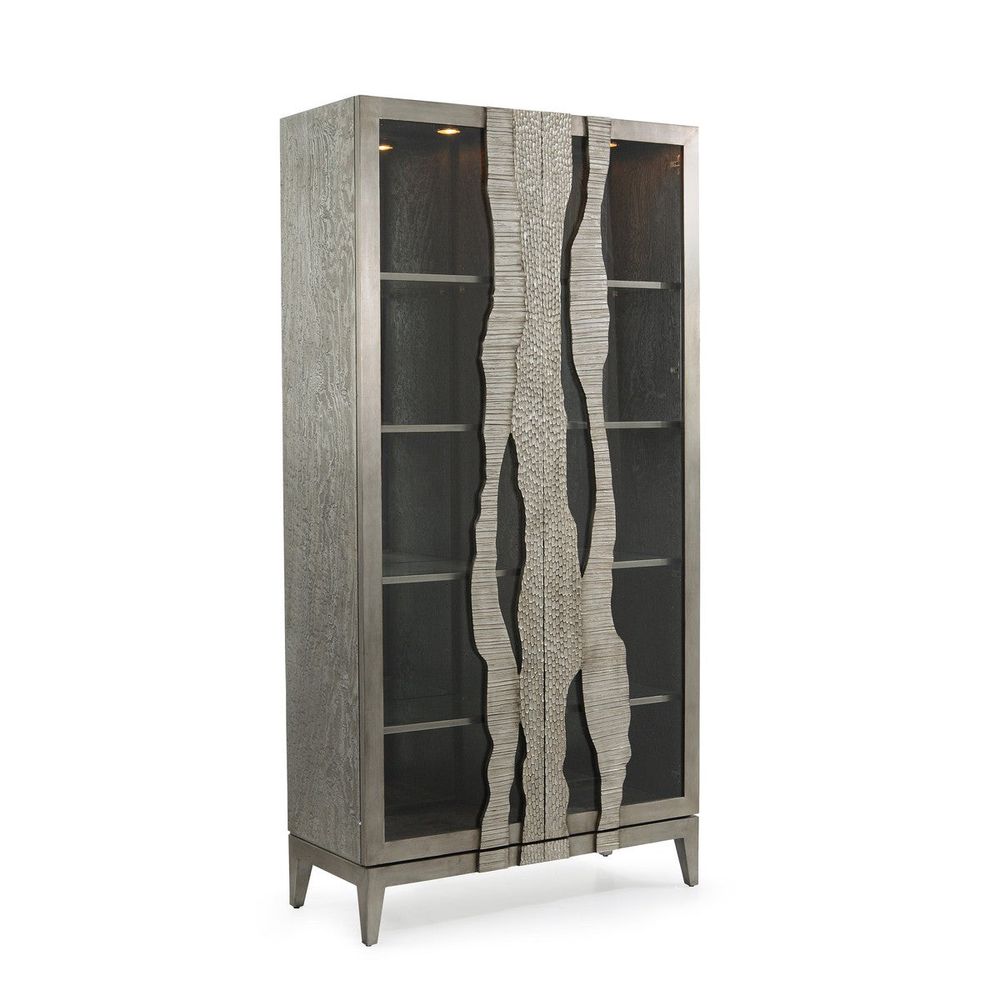 Cabinets & Curios River's Edge Silver Display Cabinet - Silver, Grey, White
