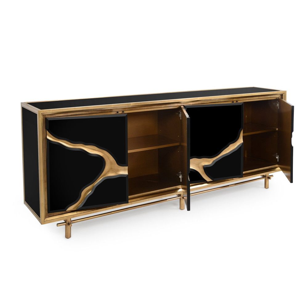 Sideboards & Credenzas Revne Black Credenza - Black, Gold