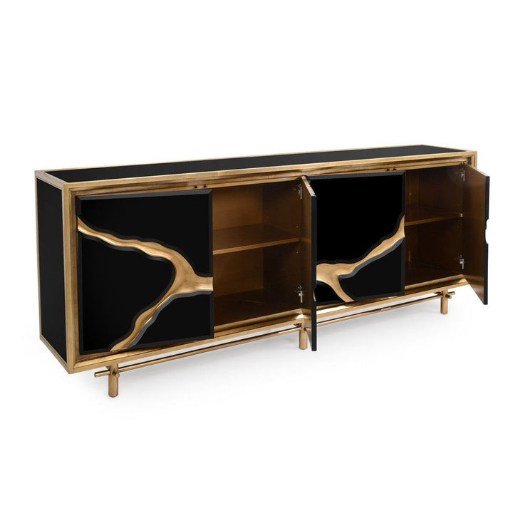 Sideboards & Credenzas Revne Black Credenza - Black, Gold