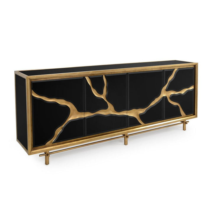 Sideboards & Credenzas Revne Black Credenza - Black, Gold