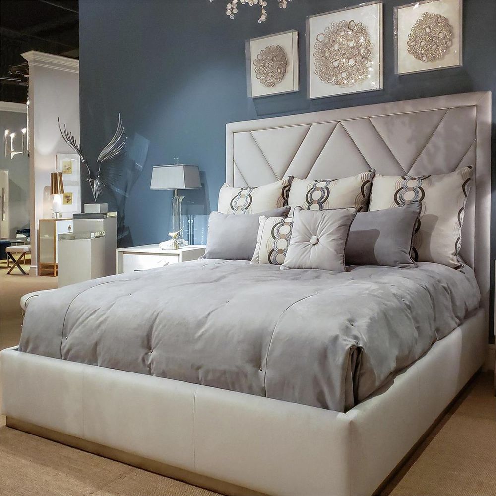 Beds London King Bed - Silver, Off White