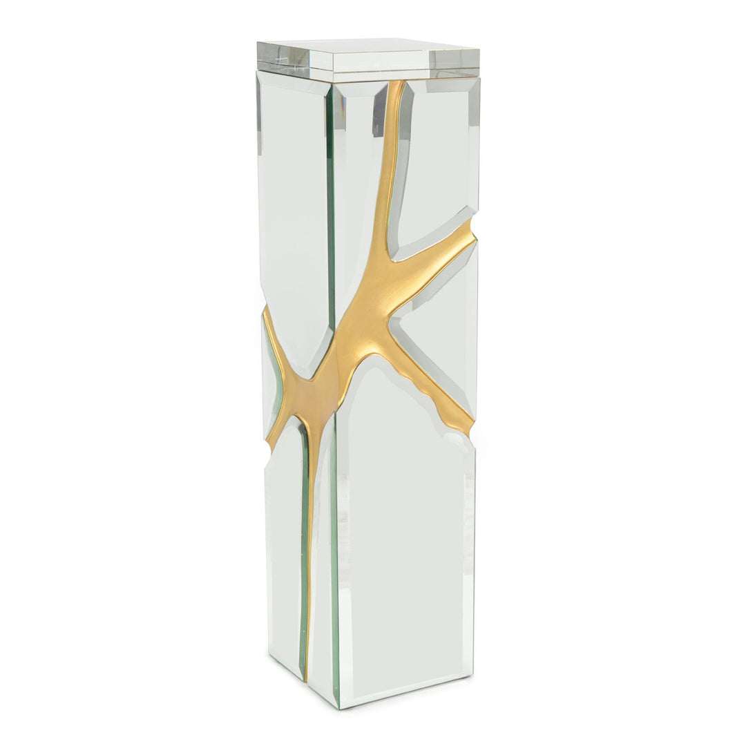 Modern Beveled Mirror Pedestal I - Gold