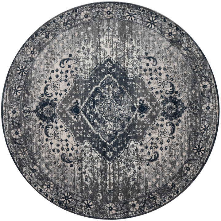 Magnolia Home By Joanna Gaines x Loloi Everly Silver / Grey 5'-3" x 5'-3" Round Area Rug