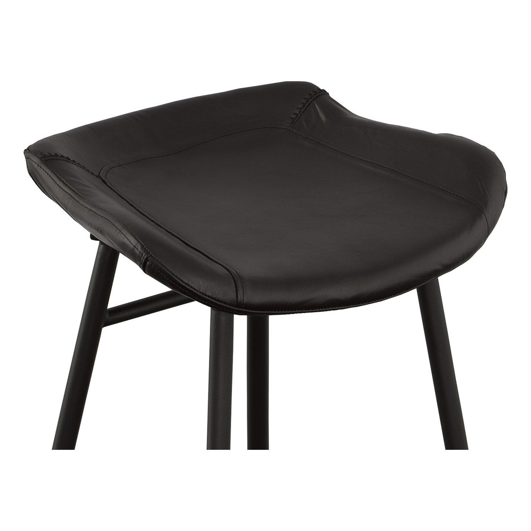 Nico Counter Stool - Matte Black - Metal,Leather