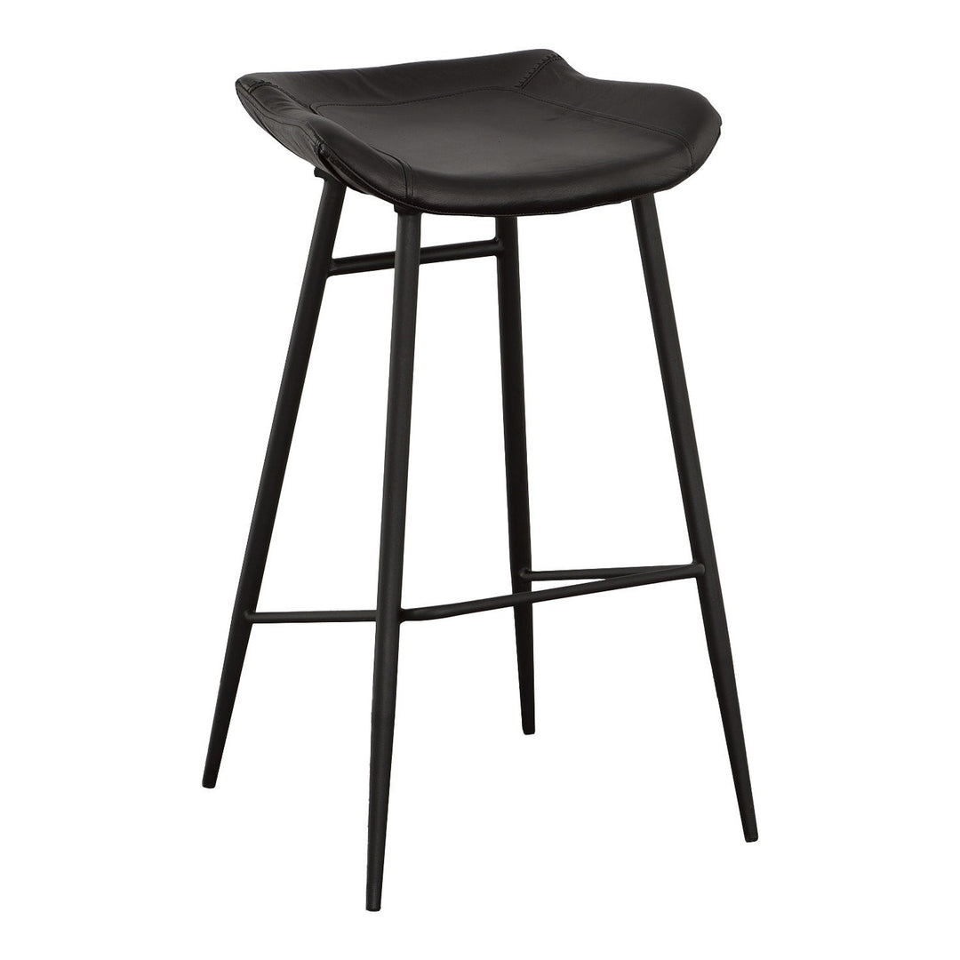 Nico Bar Stool - Matte Black - Metal,Leather