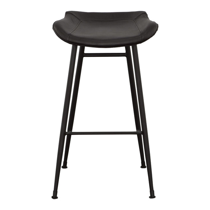 Nico Bar Stool - Matte Black - Metal,Leather