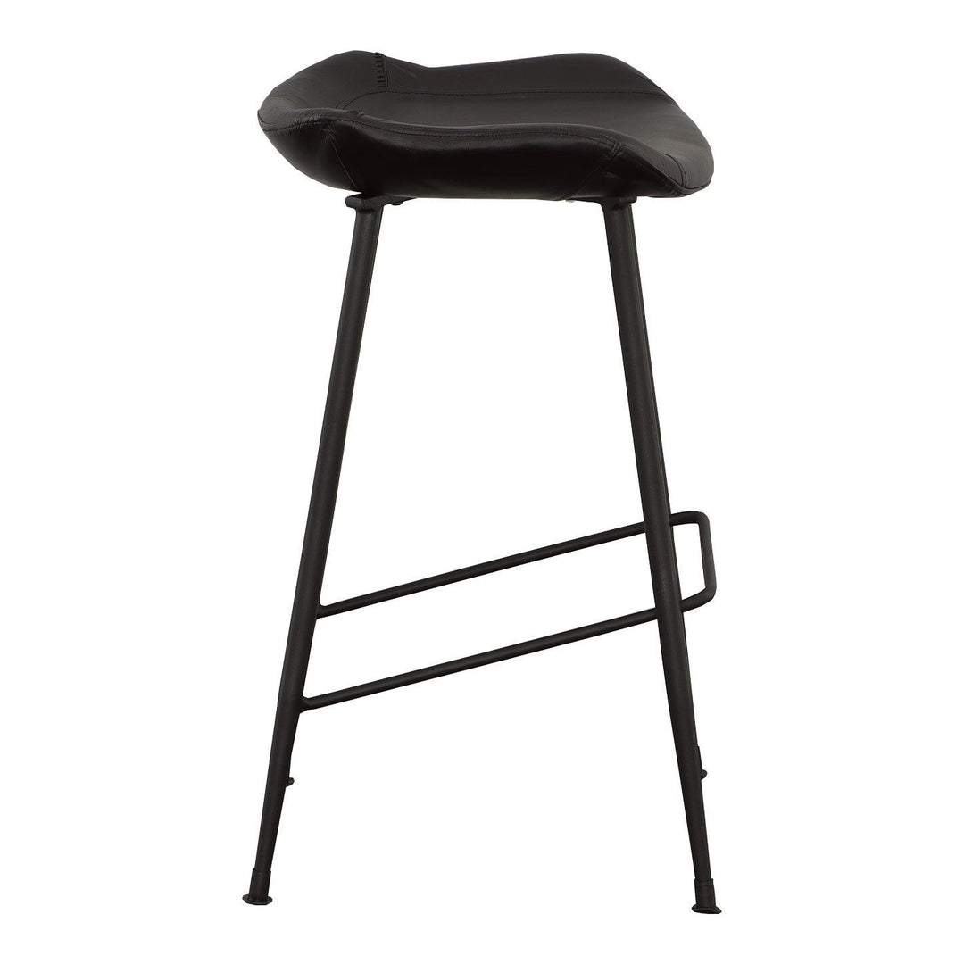 Nico Bar Stool - Matte Black - Metal,Leather