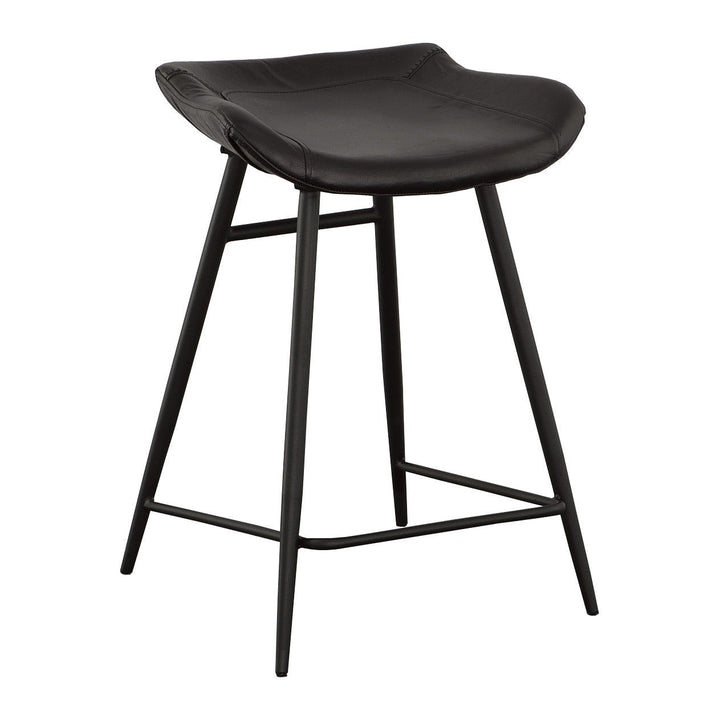 Nico Counter Stool - Matte Black - Metal,Leather