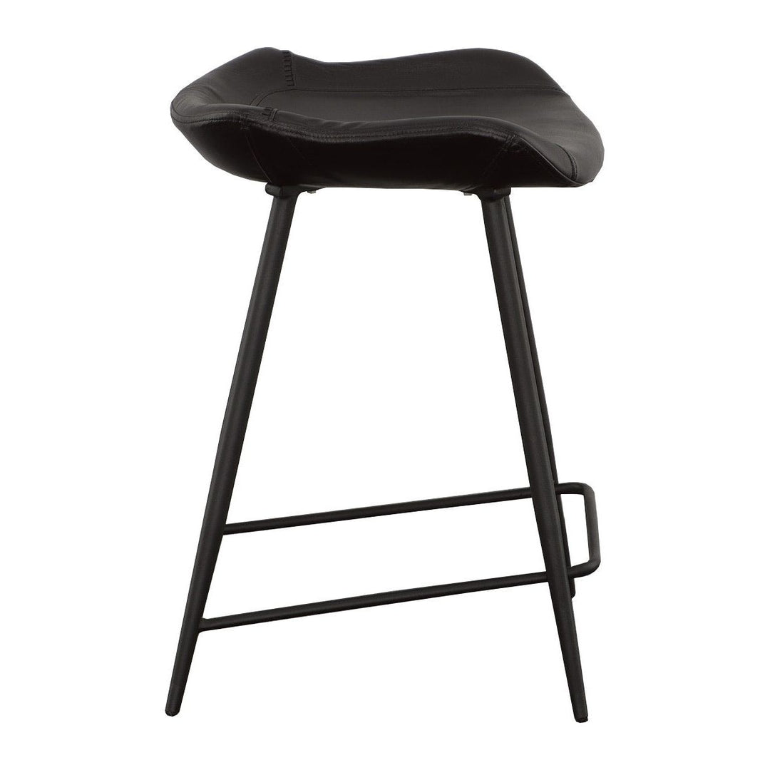 Nico Counter Stool - Matte Black - Metal,Leather