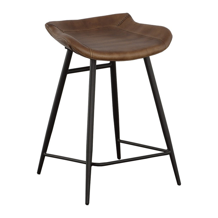 Nico Counter Stool - Matte Black - Metal,Leather