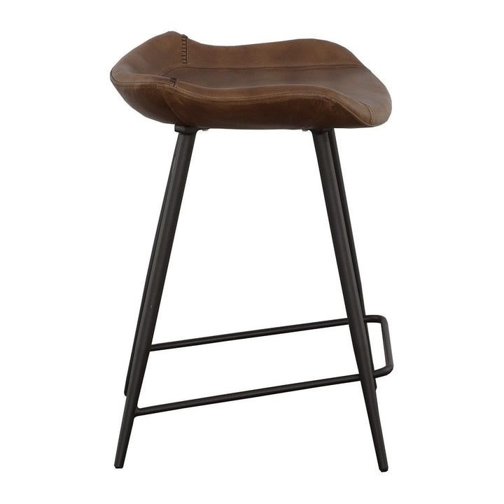 Nico Counter Stool - Matte Black - Metal,Leather